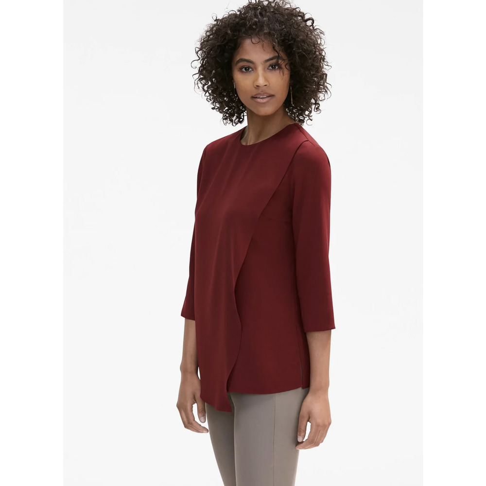 MM Lafleur Bourgeois Red Asymmetrical Faux Layered Top Blouse Size XS